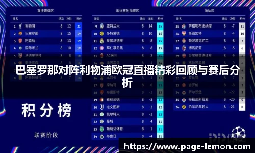 巴塞罗那对阵利物浦欧冠直播精彩回顾与赛后分析